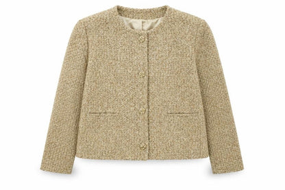 Primark Women Beige Tweed Blazer Jacket XL Classic Lined