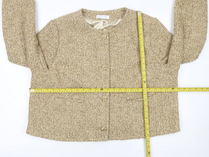 Primark Women Beige Tweed Blazer Jacket XL Classic Lined