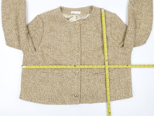 Primark Women Beige Tweed Blazer Jacket XL Classic Lined
