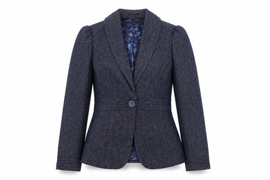 Marks and Spencer Per Una Blue Wool Blend Lined Women's Blazer Size 12