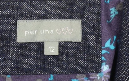 Marks and Spencer Per Una Blue Wool Blend Lined Women's Blazer Size 12