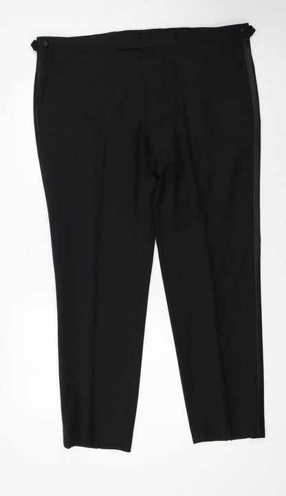 Mens UK Size 42 Marks and Spencer Regular Fit Dress Pants Black Trousers