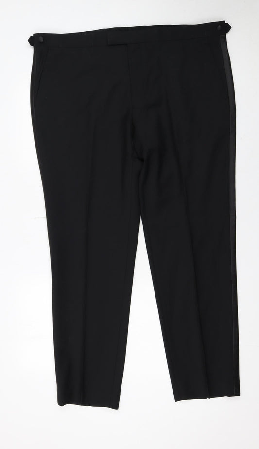 Mens UK Size 42 Marks and Spencer Regular Fit Dress Pants Black Trousers