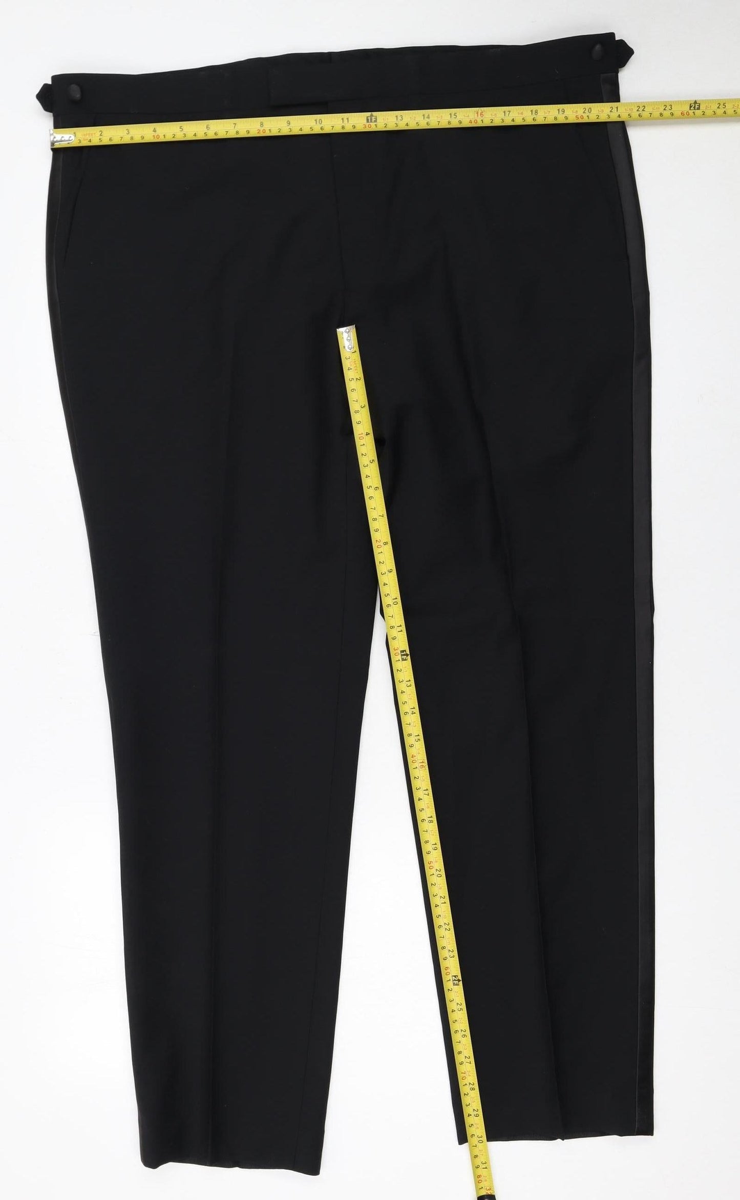 Mens UK Size 42 Marks and Spencer Regular Fit Dress Pants Black Trousers