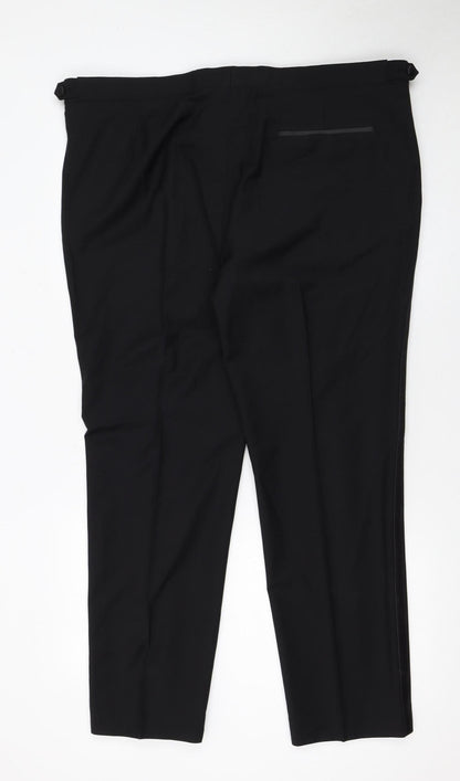 Mens UK Size 42 Marks and Spencer Regular Fit Dress Pants Black Trousers