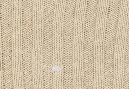 Stradivarius Women Beige Rib Knit Crew Neck Cotton Jumper Size S