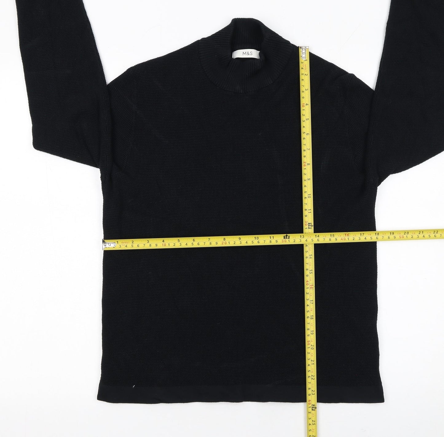 Mens UK Size M Marks and Spencer Black Pullover Jumper