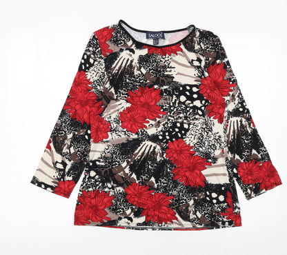 Saloos Womens Multicoloured Floral Long Sleeve Jersey Blouse UK 12