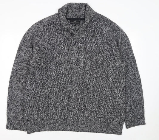 Next Men’s Grey Chunky Knit Collared Pullover Jumper XL