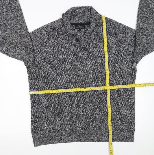 Next Men’s Grey Chunky Knit Collared Pullover Jumper XL