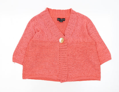 Mercer & Madison Women Coral Knit Cardigan M V-Neck Button Front