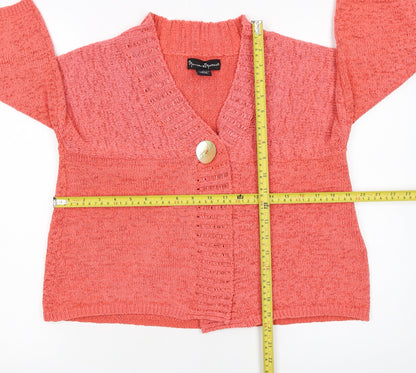 Mercer & Madison Women Coral Knit Cardigan M V-Neck Button Front