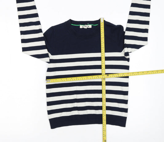 Boden Women Blue White Striped Cotton Crew Neck Jumper XS