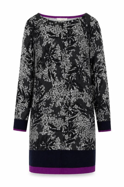 White Stuff Women's Grey Floral Knit Jumper Dress Size 8