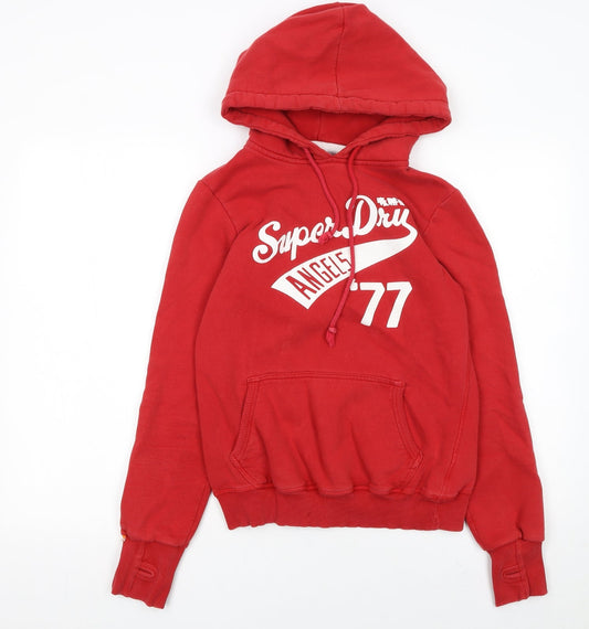 Womens UK Size S Superdry Red Pullover Hoodie