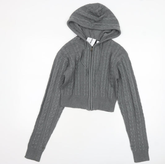 Womens UK Size 10 COLLUSION Grey Full Zip Jumper