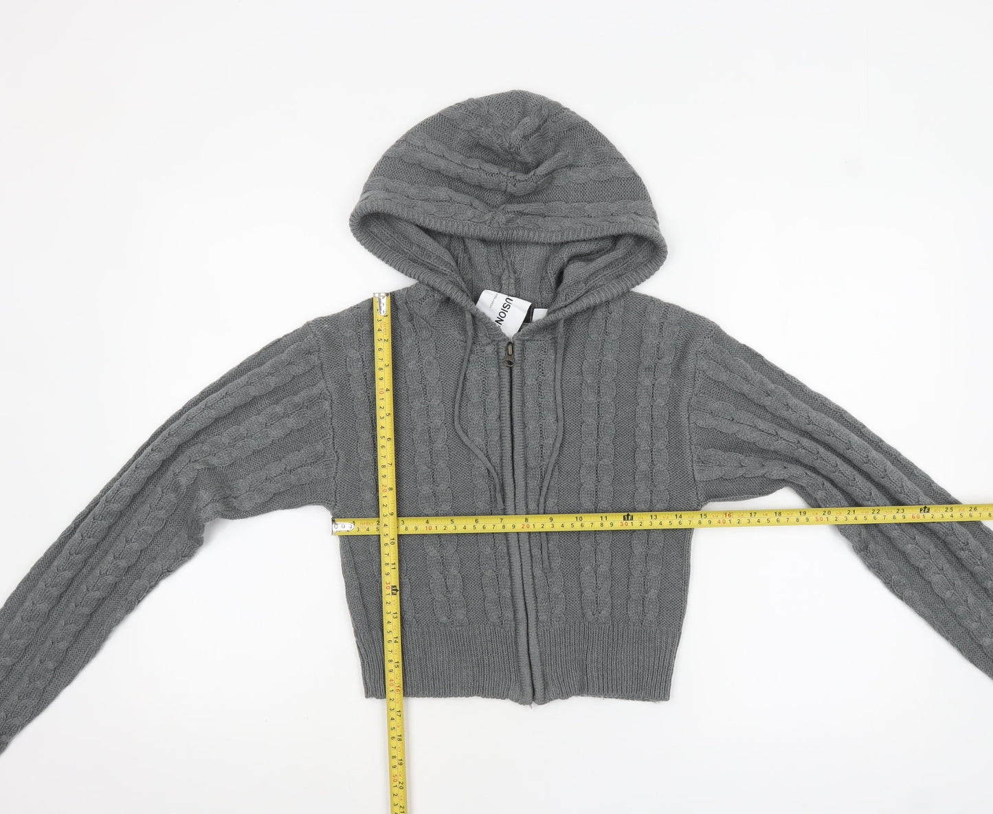Womens UK Size 10 COLLUSION Grey Full Zip Jumper