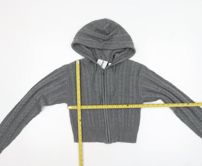 Womens UK Size 10 COLLUSION Grey Full Zip Jumper