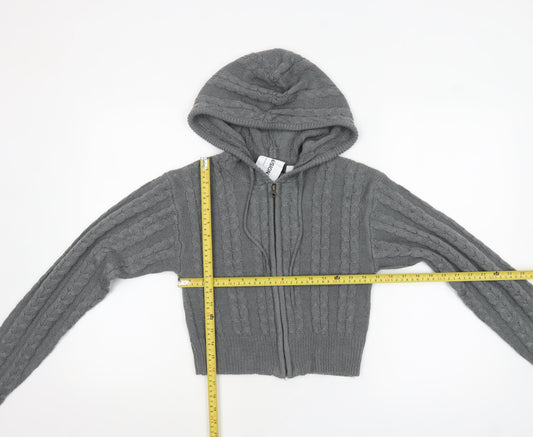 Womens UK Size 10 COLLUSION Grey Full Zip Jumper