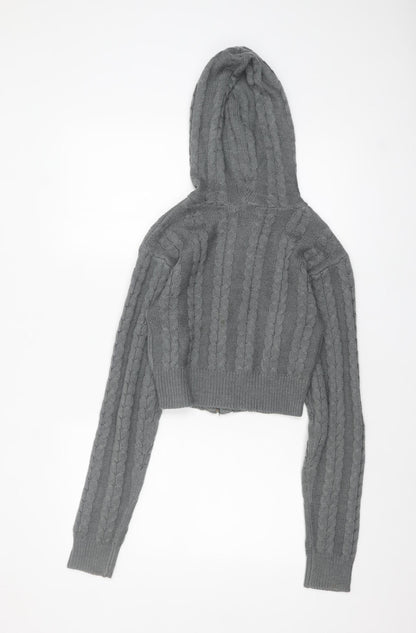 Womens UK Size 10 COLLUSION Grey Full Zip Jumper