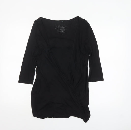 Womens UK Size L Firetrap Black Wrap Blouse