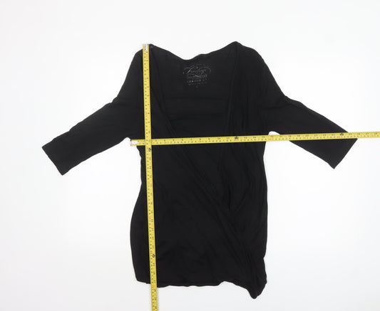 Womens UK Size L Firetrap Black Wrap Blouse