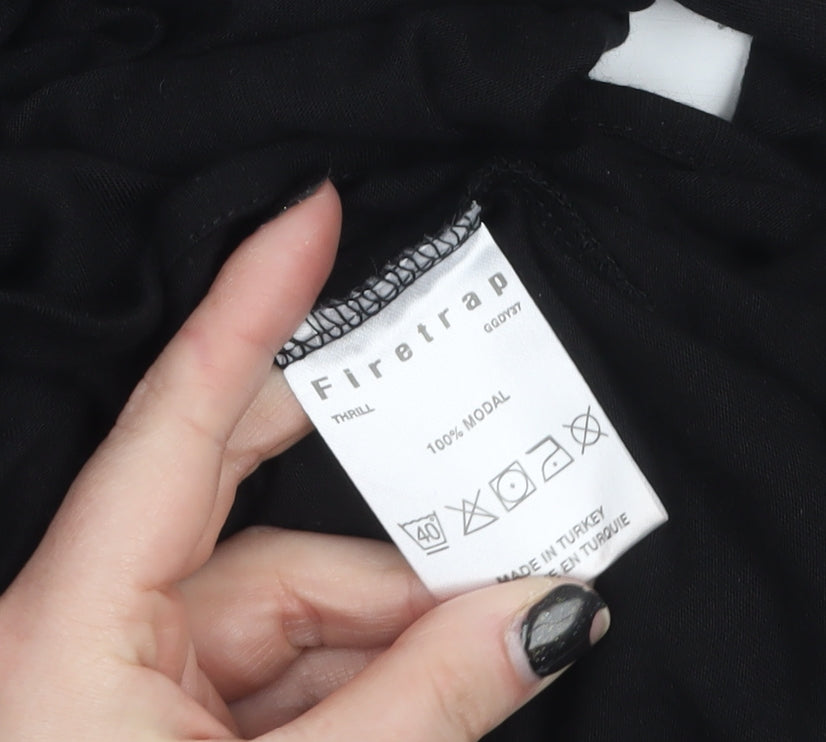 Womens UK Size L Firetrap Black Wrap Blouse