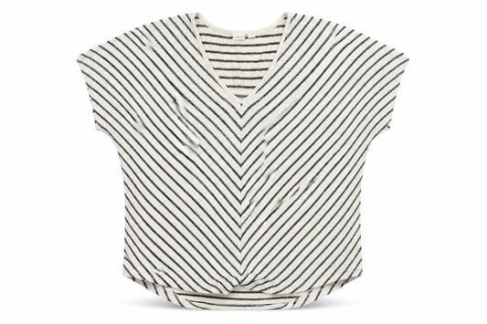 GAP Women's White Striped V-Neck Relaxed Fit T-Shirt XS