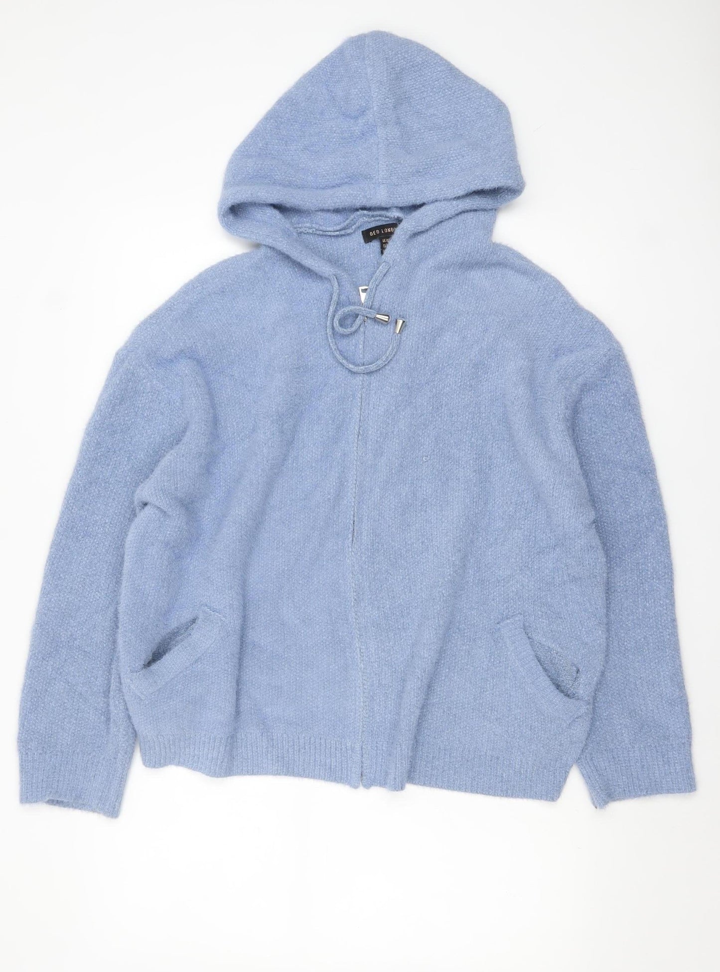 Womens UK Size M/L QED London Blue Full Zip Jumper