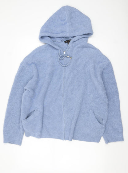 Womens UK Size M/L QED London Blue Full Zip Jumper