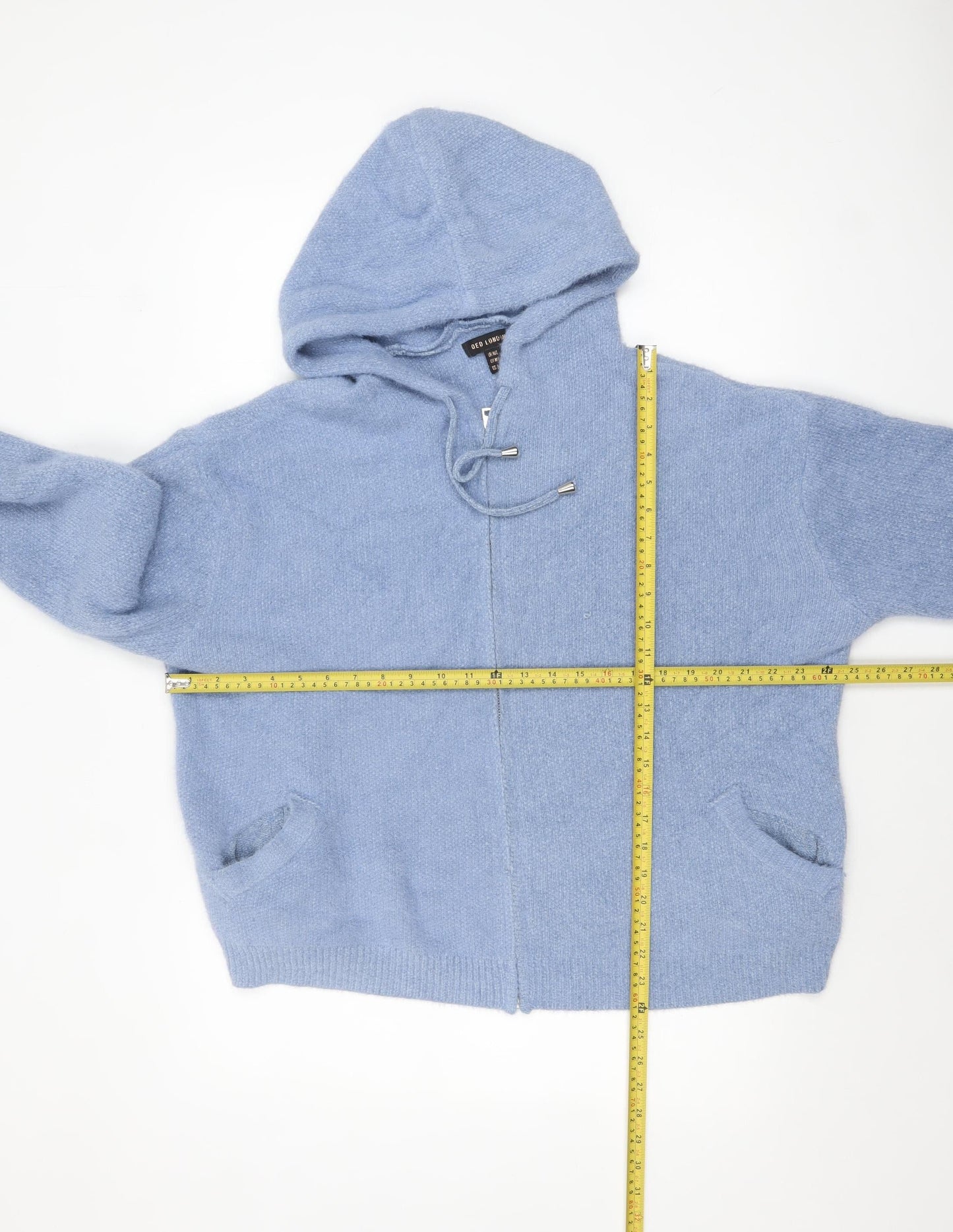 Womens UK Size M/L QED London Blue Full Zip Jumper