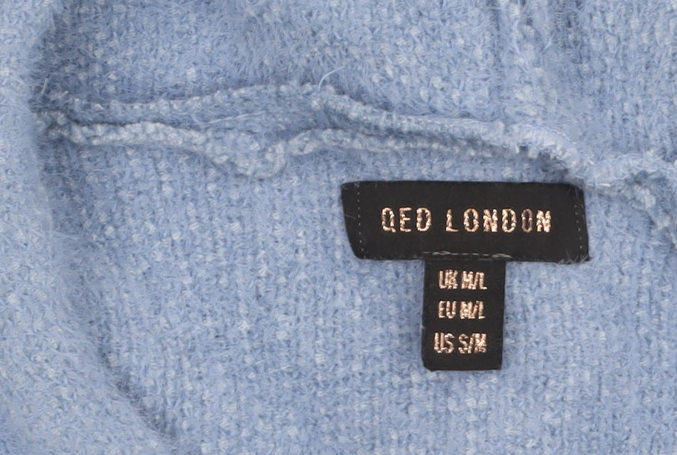 Womens UK Size M/L QED London Blue Full Zip Jumper