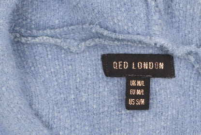 Womens UK Size M/L QED London Blue Full Zip Jumper