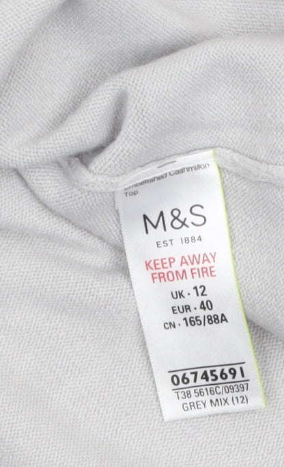 Marks and Spencer Women’s Grey Short Sleeve Pullover Jumper Size 12