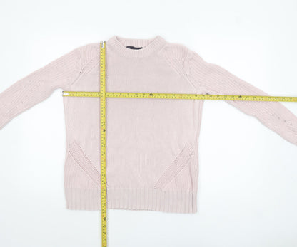 Marks and Spencer Women's Pink XS Cotton Chunky Knit Jumper
