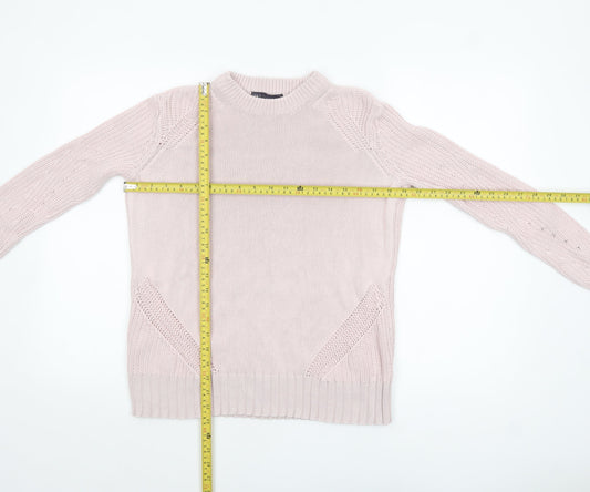 Marks and Spencer Women's Pink XS Cotton Chunky Knit Jumper