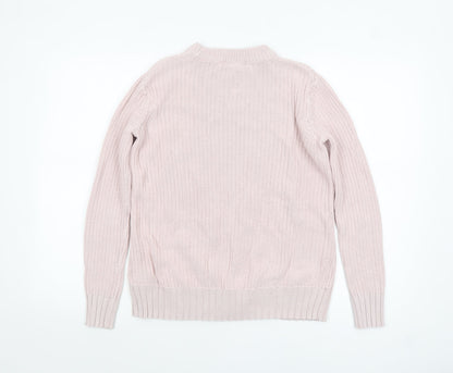 Marks and Spencer Women's Pink XS Cotton Chunky Knit Jumper