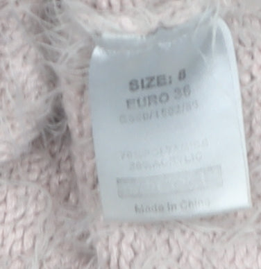 Select Women's Beige Fluffy Sleeveless Mock Neck Knit Vest Jumper Size 8