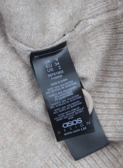 Womens UK Size 6 ASOS DESIGN Beige Cardigan Jumper