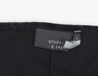 Womens UK Size L Sparkle & Fade Black Camisole Tank