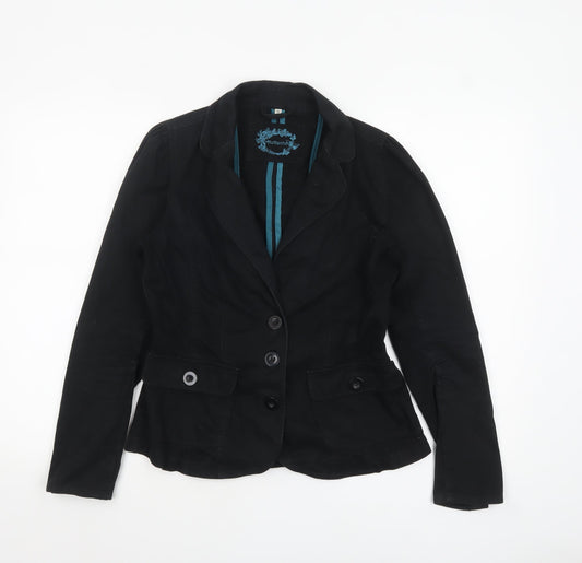 Authentic Womens Black Cotton Blazer Size 10 Casual Classic Jacket