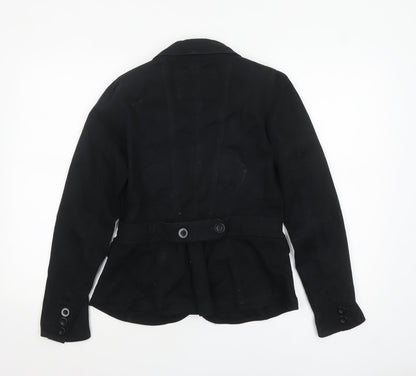 Authentic Womens Black Cotton Blazer Size 10 Casual Classic Jacket