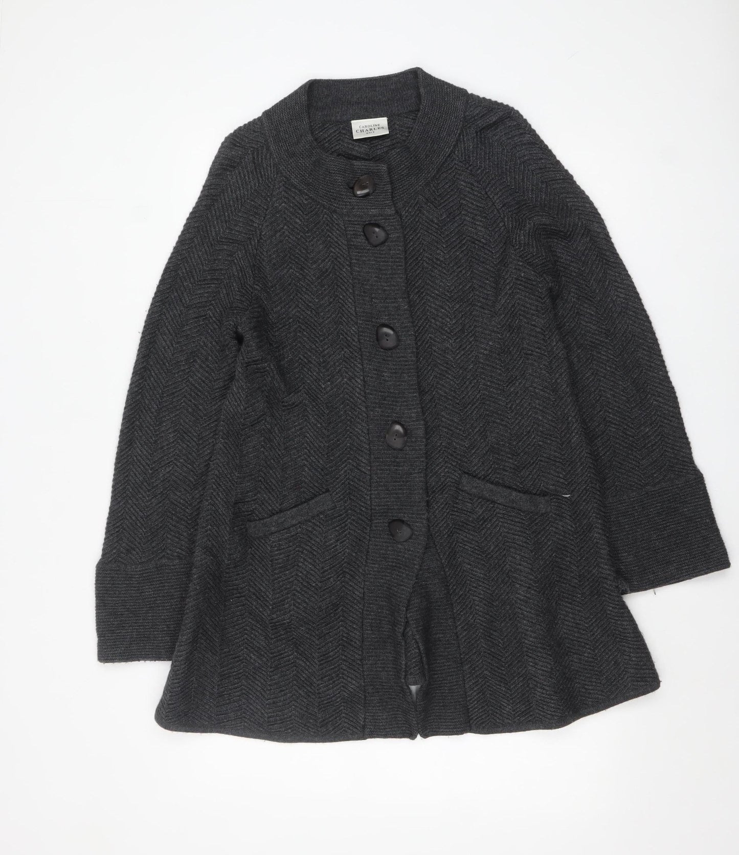 Womens UK Size 2 Caroline Charles Grey Cardigan Jumper
