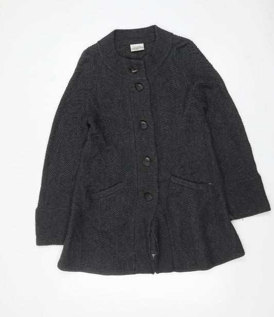 Womens UK Size 2 Caroline Charles Grey Cardigan Jumper