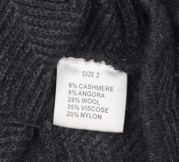 Womens UK Size 2 Caroline Charles Grey Cardigan Jumper
