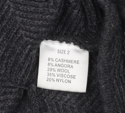Womens UK Size 2 Caroline Charles Grey Cardigan Jumper