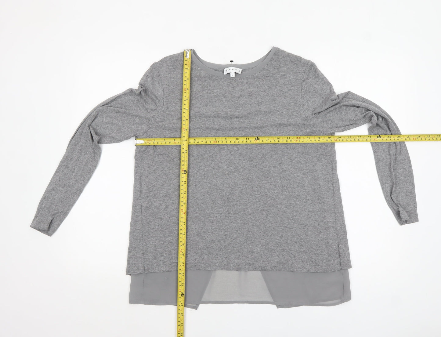 Womens UK Size 10 Warehouse Grey Tunic Blouse