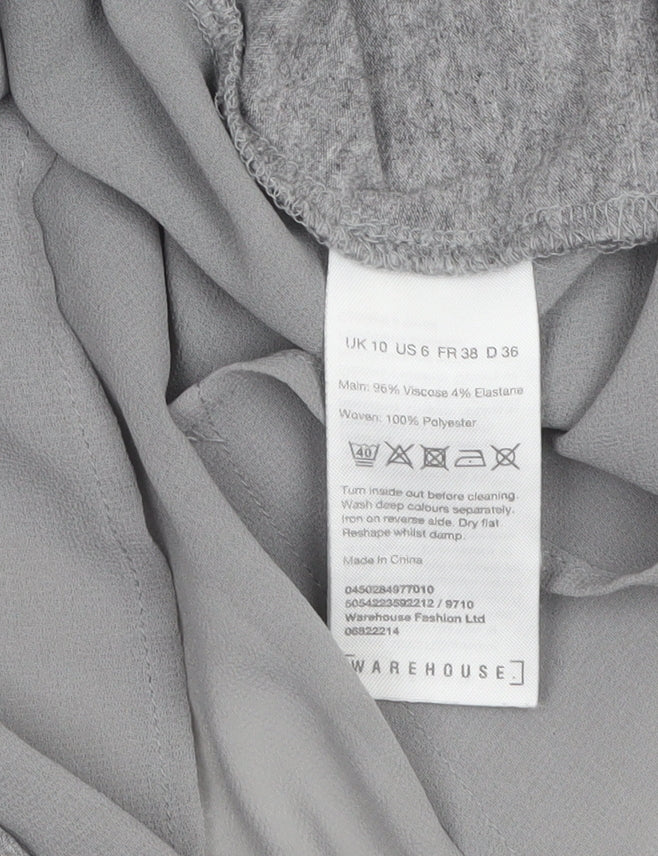 Womens UK Size 10 Warehouse Grey Tunic Blouse