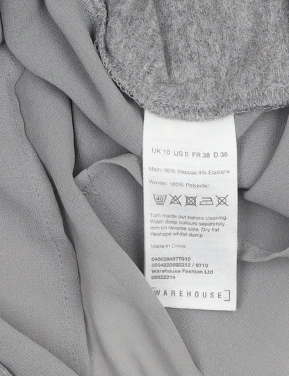 Womens UK Size 10 Warehouse Grey Tunic Blouse