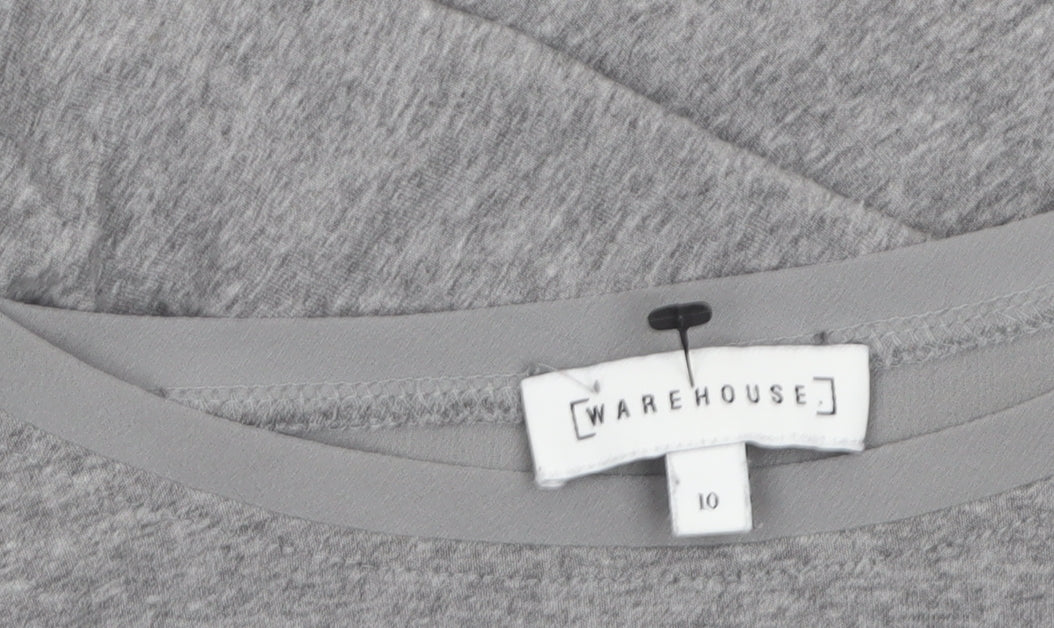 Womens UK Size 10 Warehouse Grey Tunic Blouse